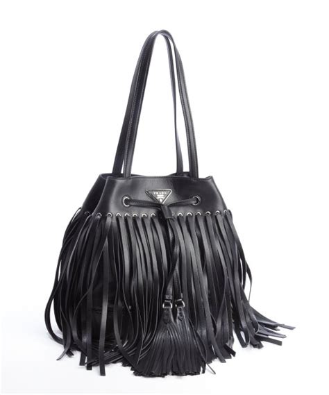 prada black fringe purse|Prada black purse small.